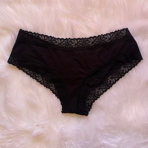PINK Victoria’s Secret Black Floral Lace Cheekster Panties